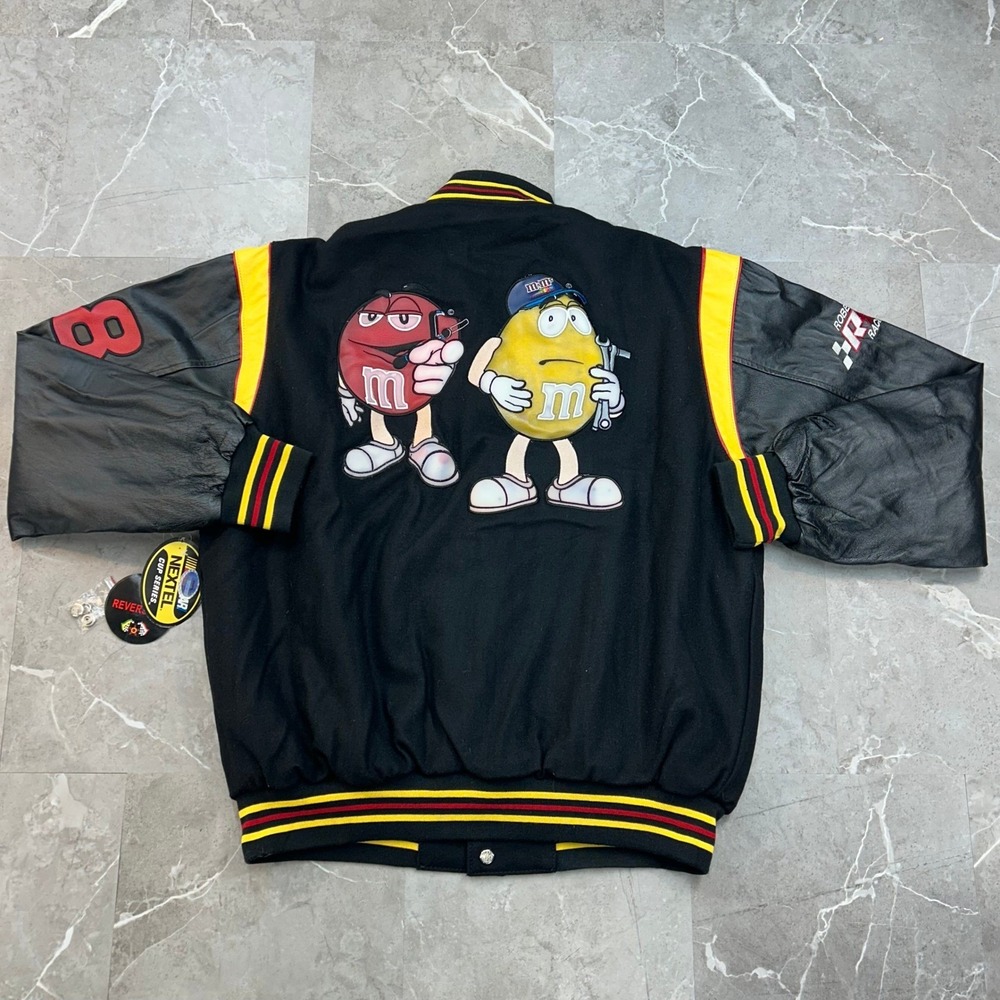 Deadstock Vintage Nascar M&Ms Racing Jacket Mens XL Reversible Jeff Hamilton